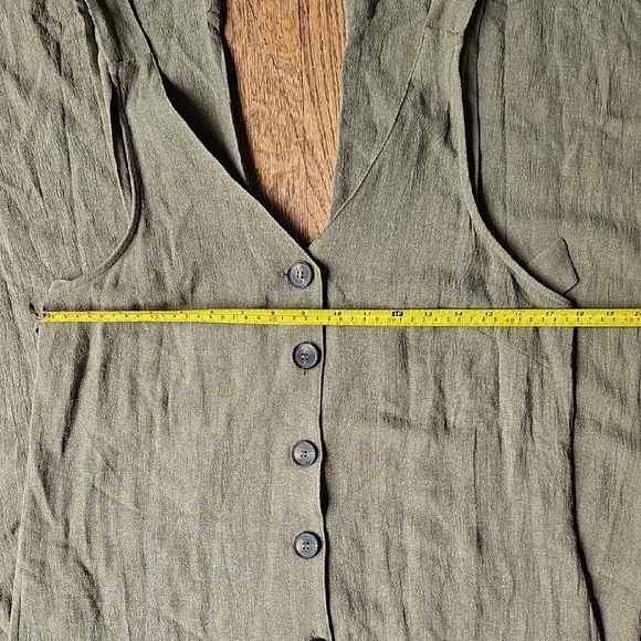 Topshop Buttoned Green Tank Top Size 8 - Picture 4 of 9